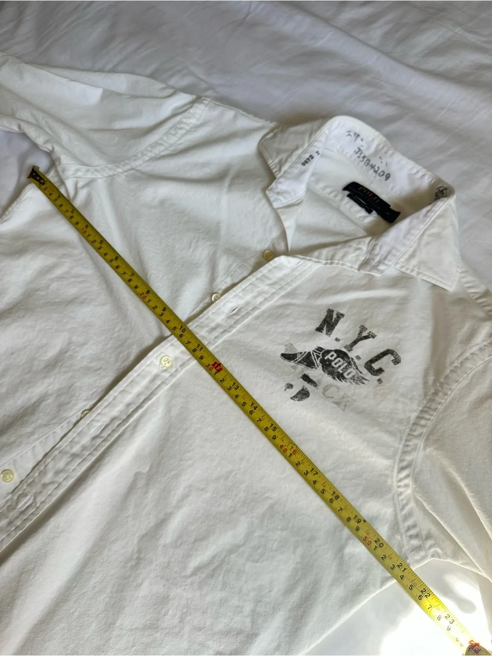 Polo Ralph Lauren NYC Track Oxford Stretch Shirt White Prep Men’s Size M